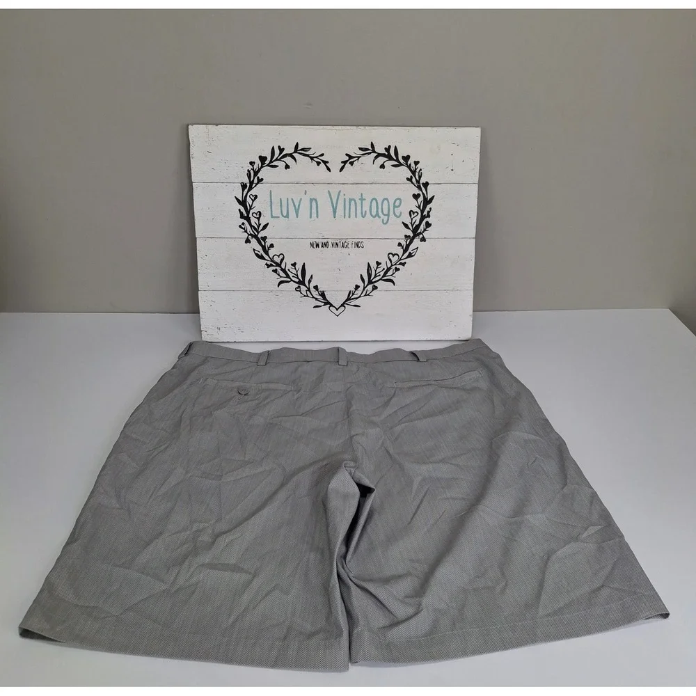 PGA Tour Mens Gray‎ Herringbone Golf Shorts Size 38 Flat Front Mesh Pockets